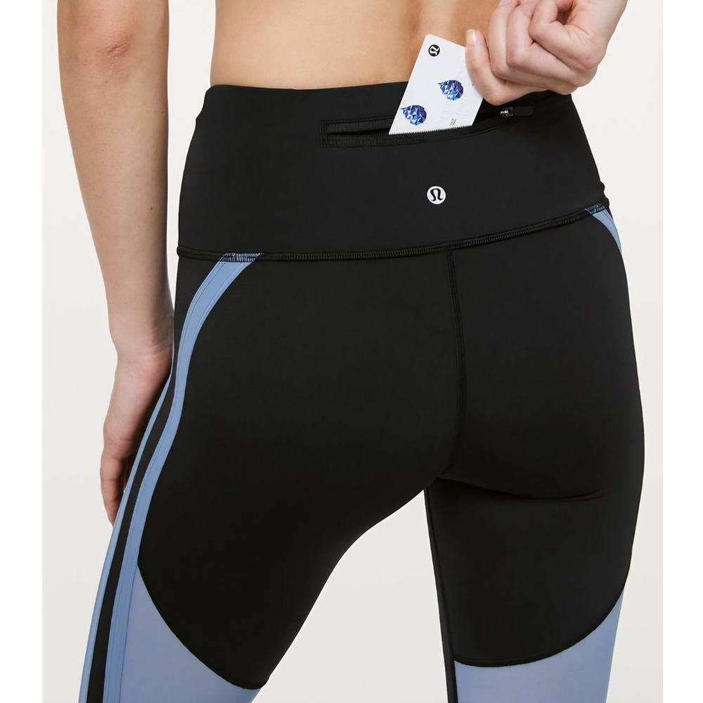 Lululemon Zip The Line Crop *23 Size 8 Black / Utility Blue